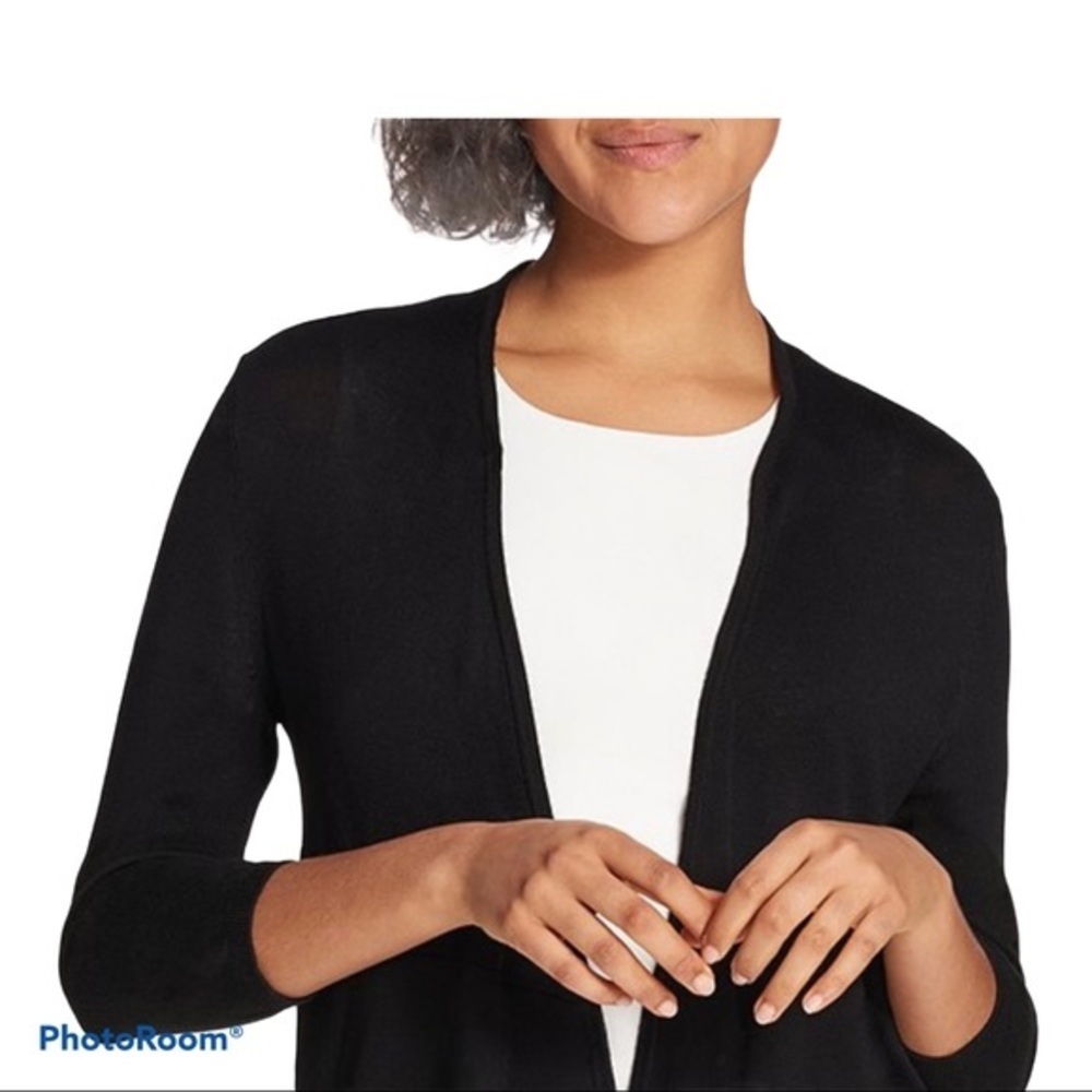 DANNY & NICOLE SHRUG CARDIGAN SWEATER BLACK NWT S